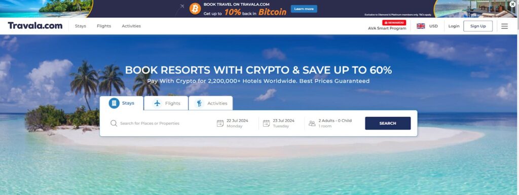 Réserver des séjours sur Travala avec des cryptomonnaies