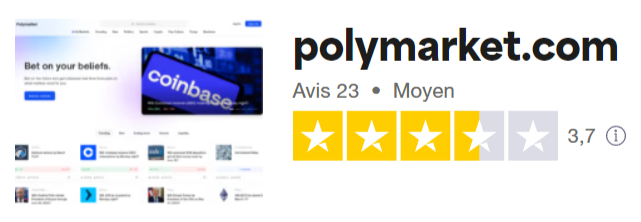 Avis utilisateurs TrustPilot marché de prédiction Polymarket