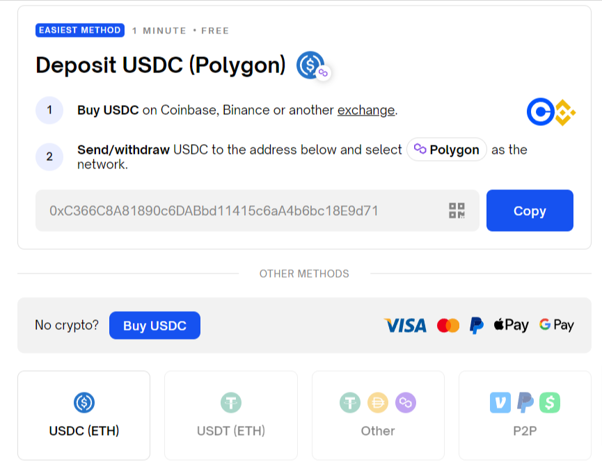 Comment faire un dépôt sur Polymarket