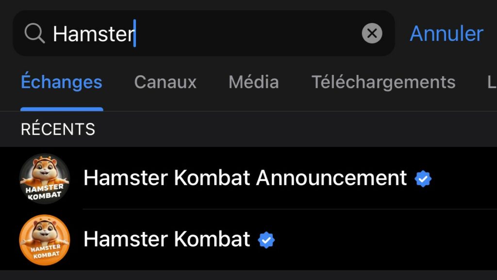 Recherchez Hamster Kombat Telegram