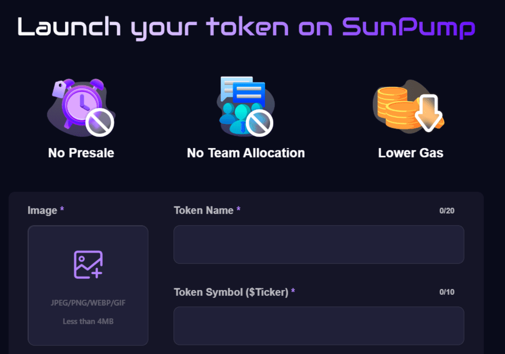 création token memecoin sur SunPump