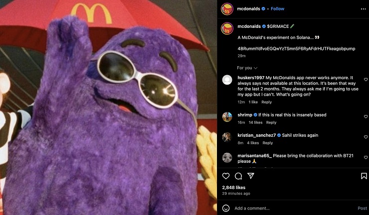 piratage McDonald instagram cryptomonnaies