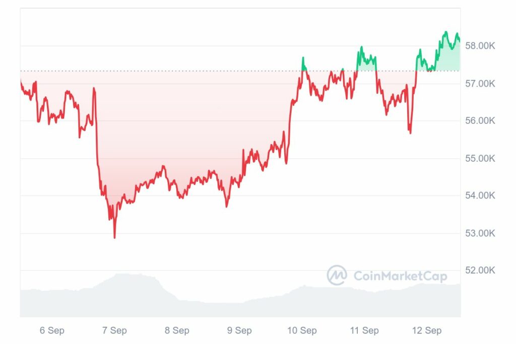 Graphique de prix hebdomadaire du Bitcoin 