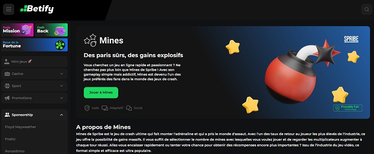 Jouer à Mines Casino sur Betify