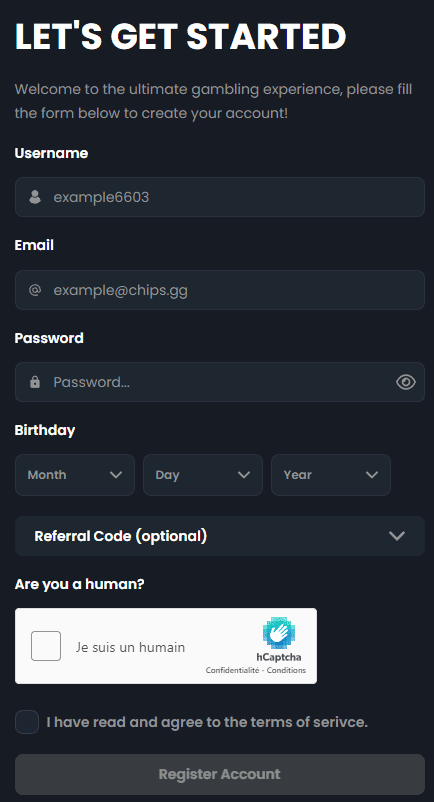 comment s'inscrire sur chips gg casino