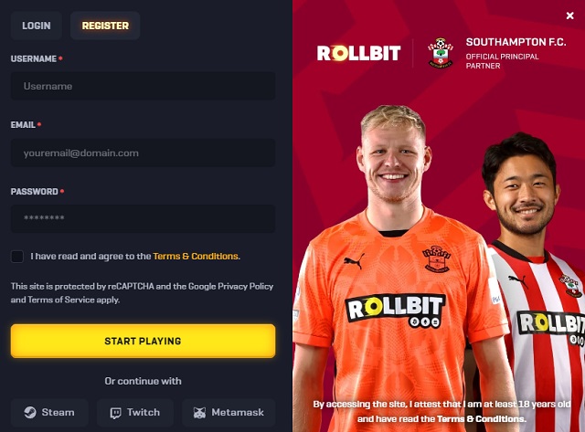 enregistrement sur Rollbit