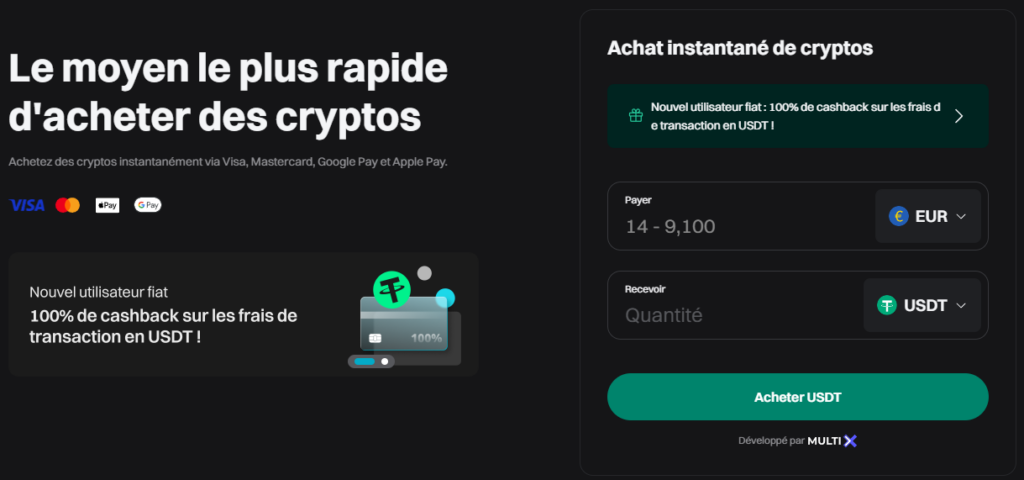 Achat vente Bitcoin USDT sur Bitget