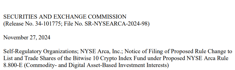 Bitwise ETF crypto demande SEC