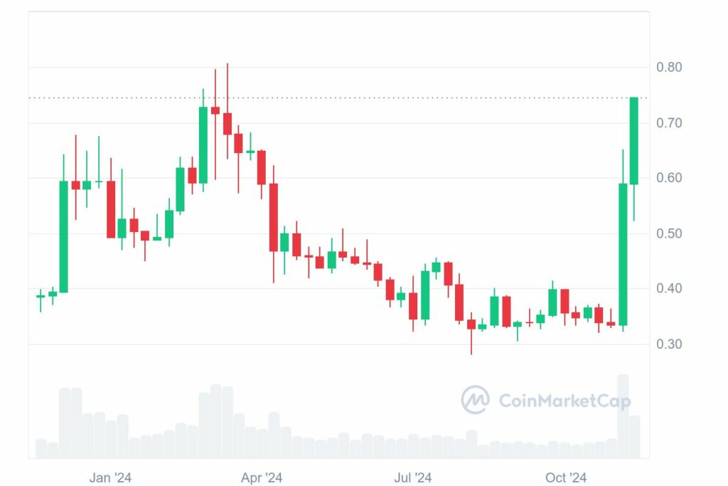 Graphique 1 an prix Cardano ADA hausse Novembre 2024