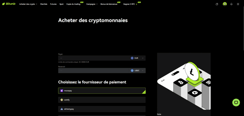 Comment acheter des cryptomonnaies sur Bitunix