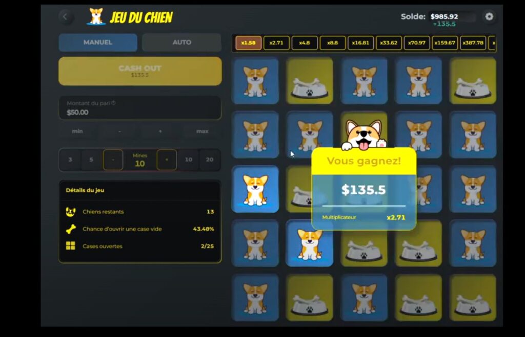 cashout jeu du chien