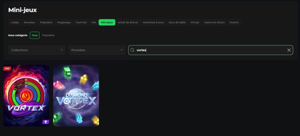 Lanzar vortex captura de pantalla en el software
