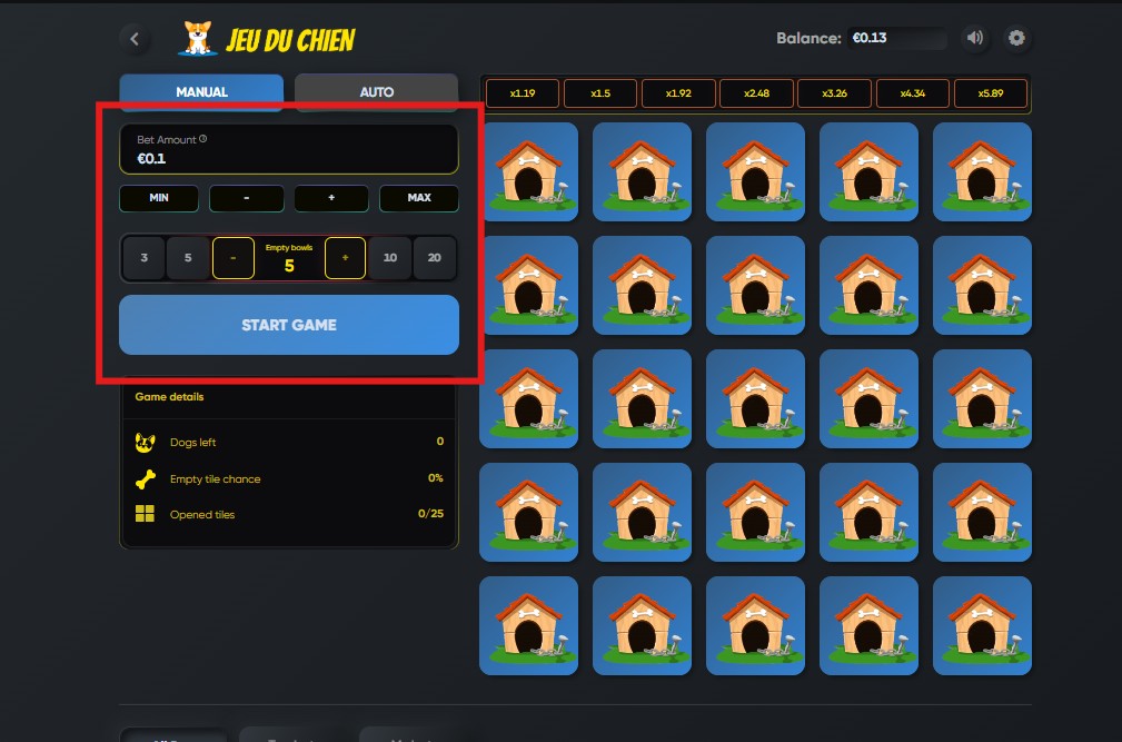 placer mise jeu du chien