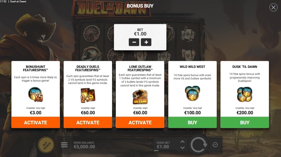 achat de bonus dans Duel at dawn