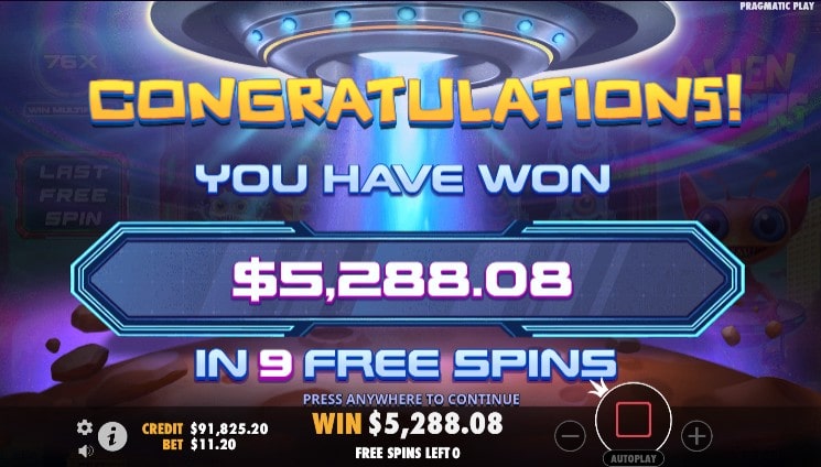 gains de jeux sur alien invaders