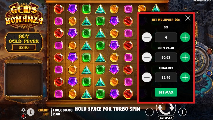 miser sur gems bonanza