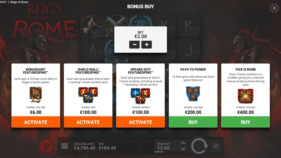 Bonus buy reign of rome