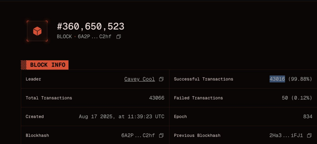 Solana transaction block info