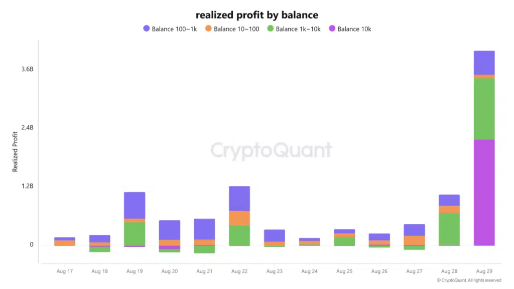 Bitcoin chart : realized profit whale