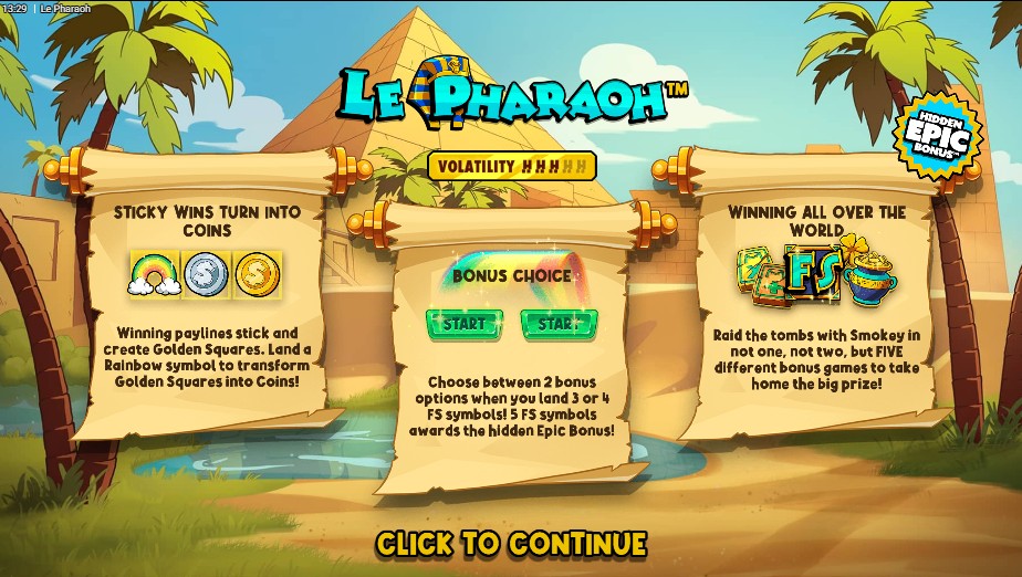 lancement du jeu Le Pharaoh