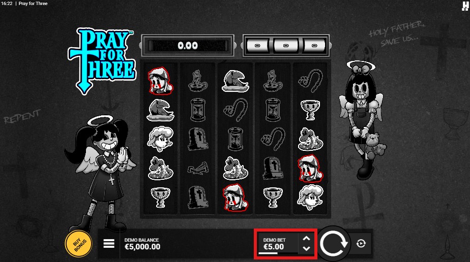 placer la mise sur le slot pray for three