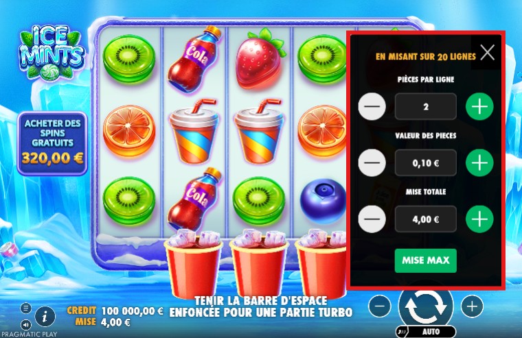 miser sur Ice Mints casino