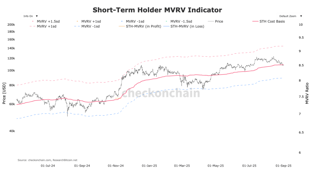 gráfico de STH MVRV BTC