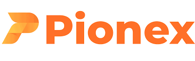 Pionex logo orange sur fond blanc
