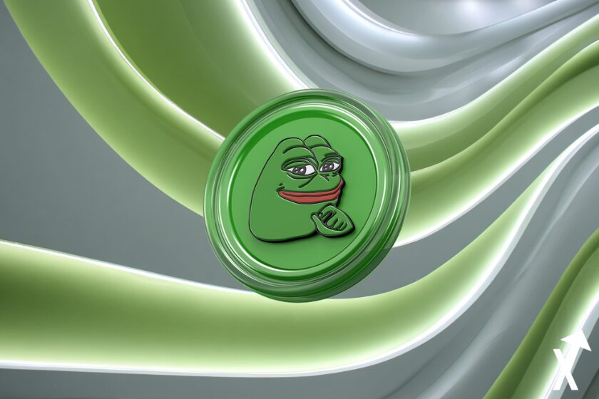 pepe coin sur fond vert et blanc vague cryptos