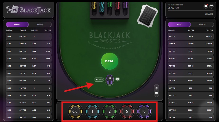 parier sur le blackjack Galaxsys