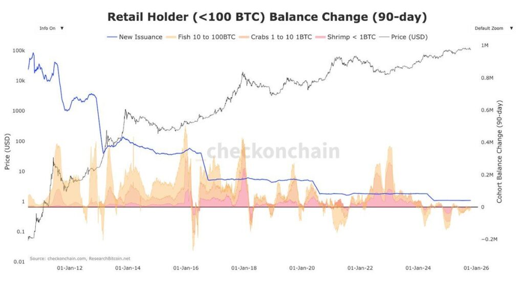 gráfico de los gastos de los retail holders en Bitcoin