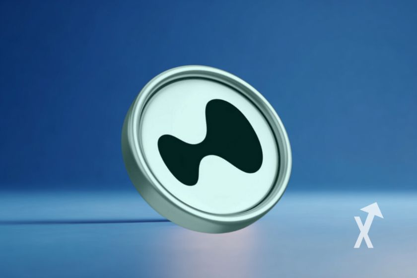 jeton Hyperliquid (HYPE) en bleus ur un fond bleu