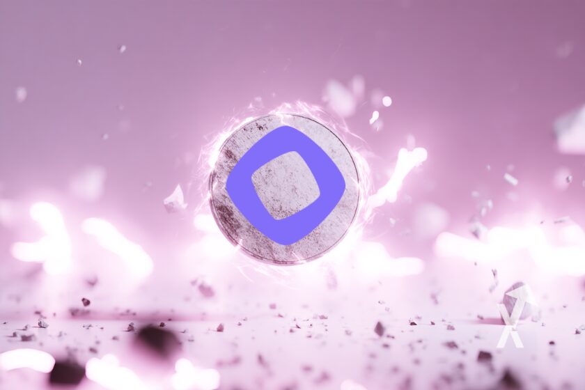 coin Monad en blanc avec un fond rose et des lumières blanches autour