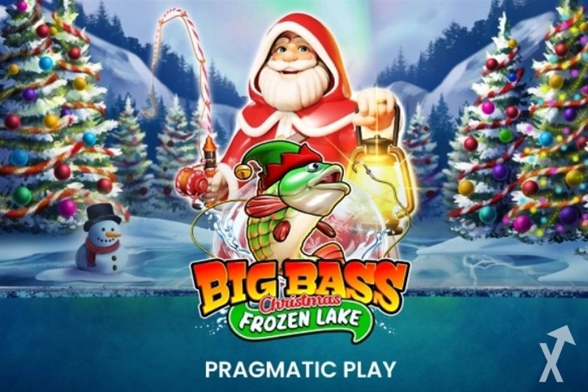 Big bass xmas frozen lake cover