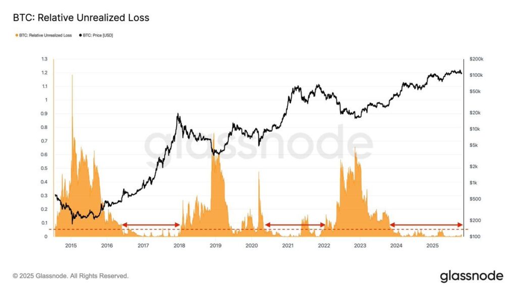 gráfico de la Pérdida Relativa No Realizada del bitcoin