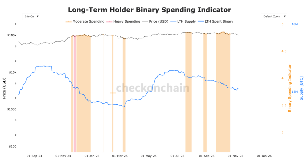 gráfico de los gastos de los LTH Bitcoin