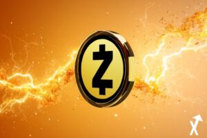 zcash coin sur fond jaune electrique crypto