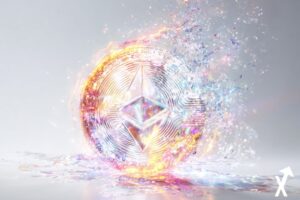 ethereum coin orange et blanc sur explosion fond clean blanc