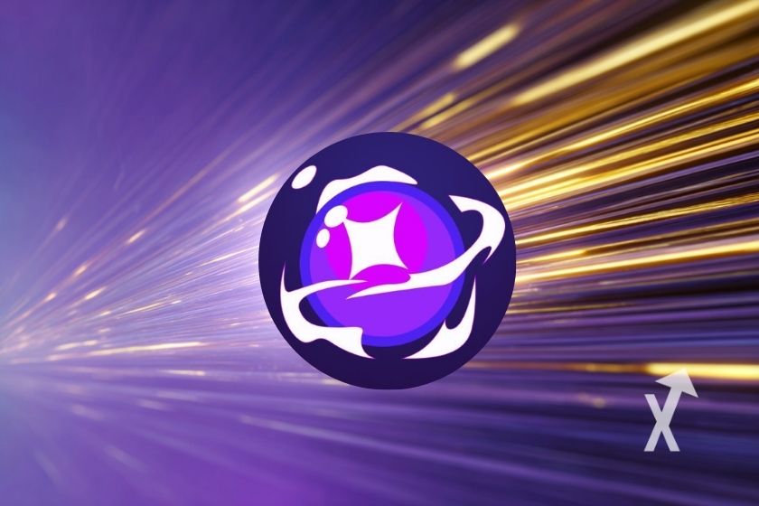 logo de POWER de Power protocol sur un fond violet avec des lignes jaunes