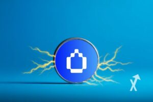 coin WET de Humidifi sur un fond bleu avec électricité jaune autour du coin