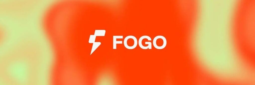 Une bannière avec un fond jaune et orange avec le logo de Fogo en blanc