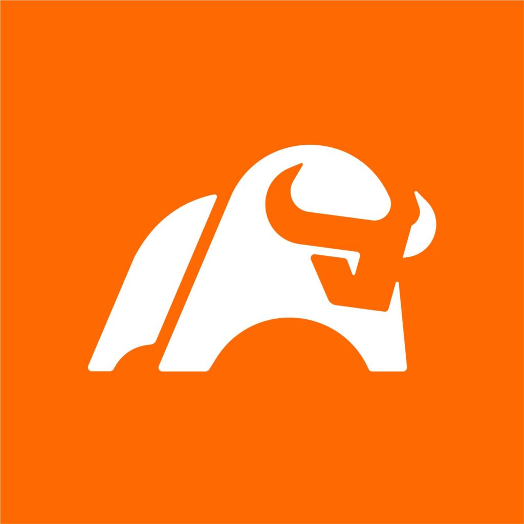 Le logo carré de Moomoo sur un fond orange pour l'article sur les avis Moomoo