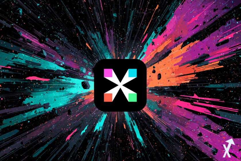 logo edgex dans une explosion de couleurs rose bleu orange violet