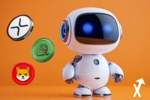 pepe shiba xrp coins sur fond orange ia deepseek sur la droite