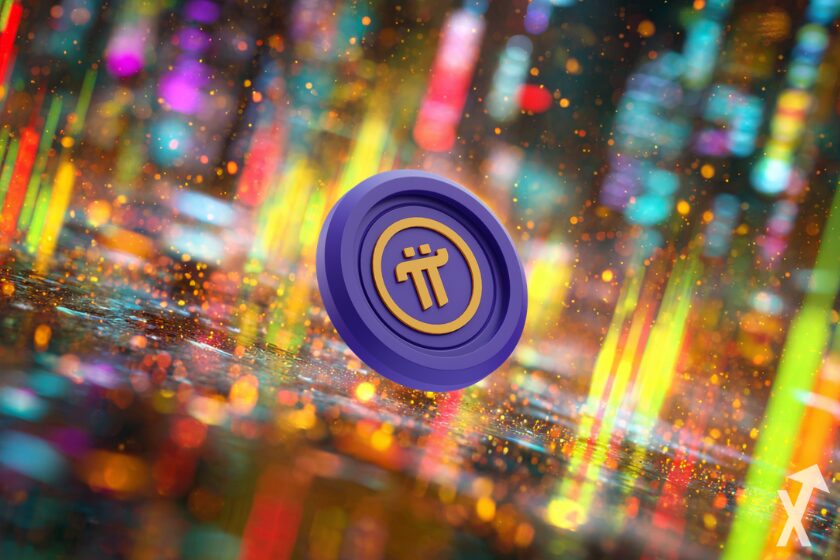 pi coin sur fond crypto vibe colorée