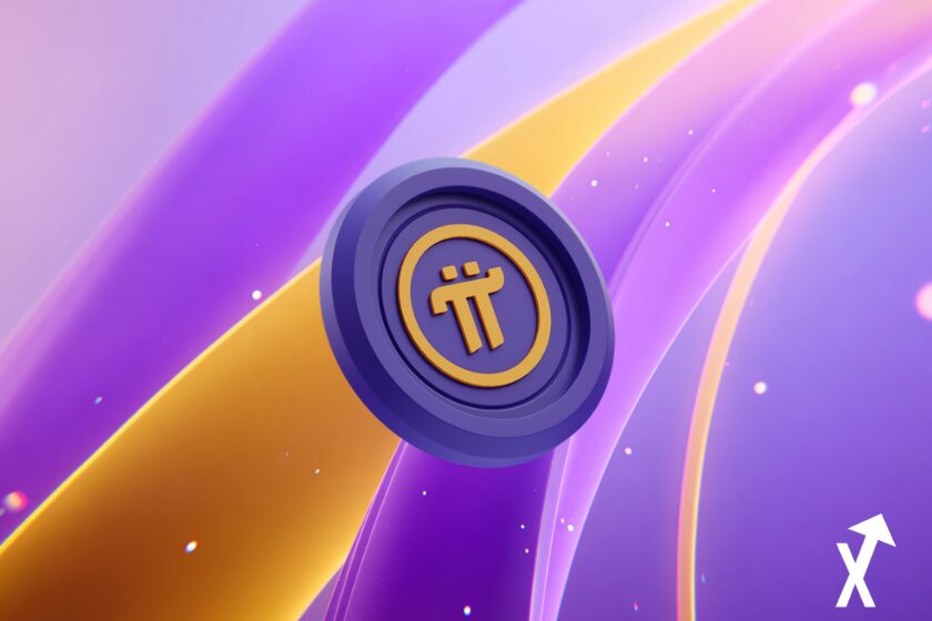 Fond abstrait violet et jaune en dégradé, style électrique et futuriste, lumière néon douce, effet énergétique lumineux, design clean pi coin au centre