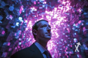 mark zuckerberg dans un metavers violet et noir