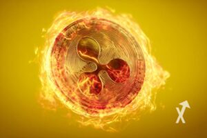 XRP coin dans de l'électricité orange sur un fond jaune