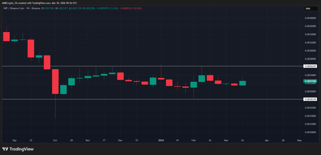 cours du ration XRP/BNB en bougies sur un fond noir